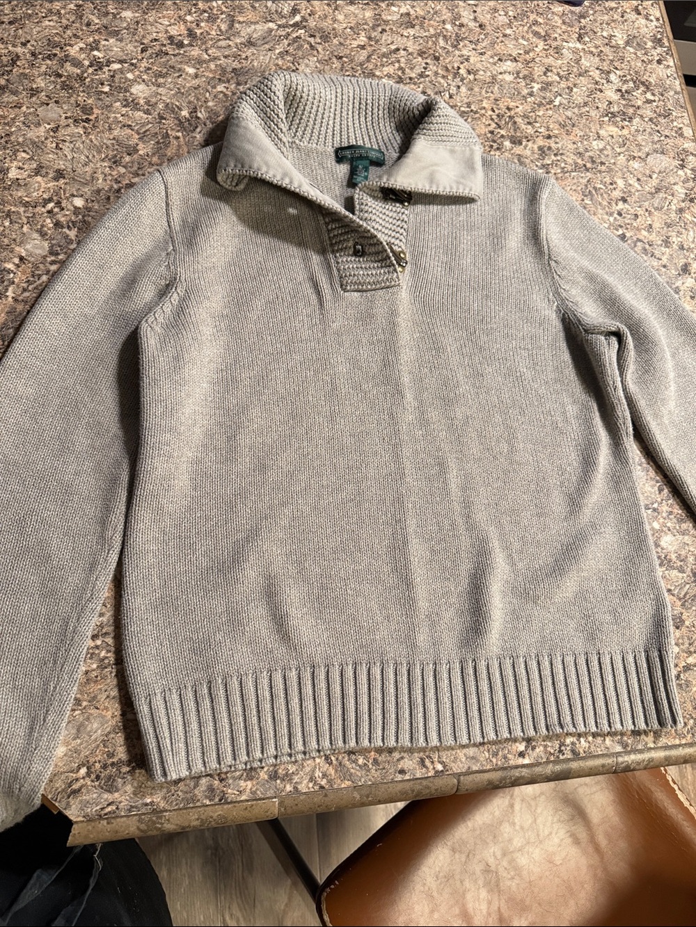 Ralph Lauren women’s Light Gray Zip Shawl Collar Sweater